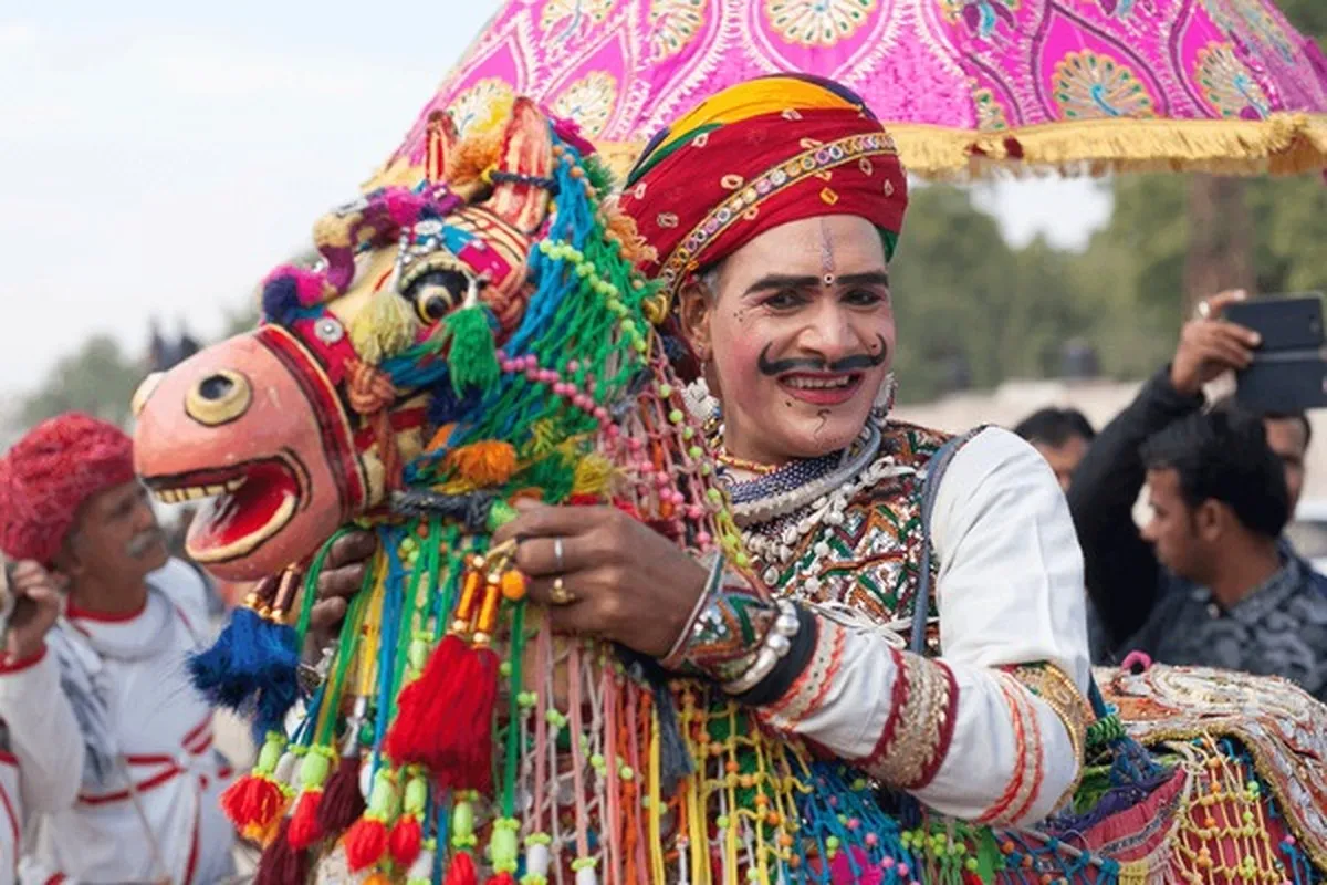 Kacchi Ghodi Dance Performance — Dancers wearing bamboo-frame horse costumes