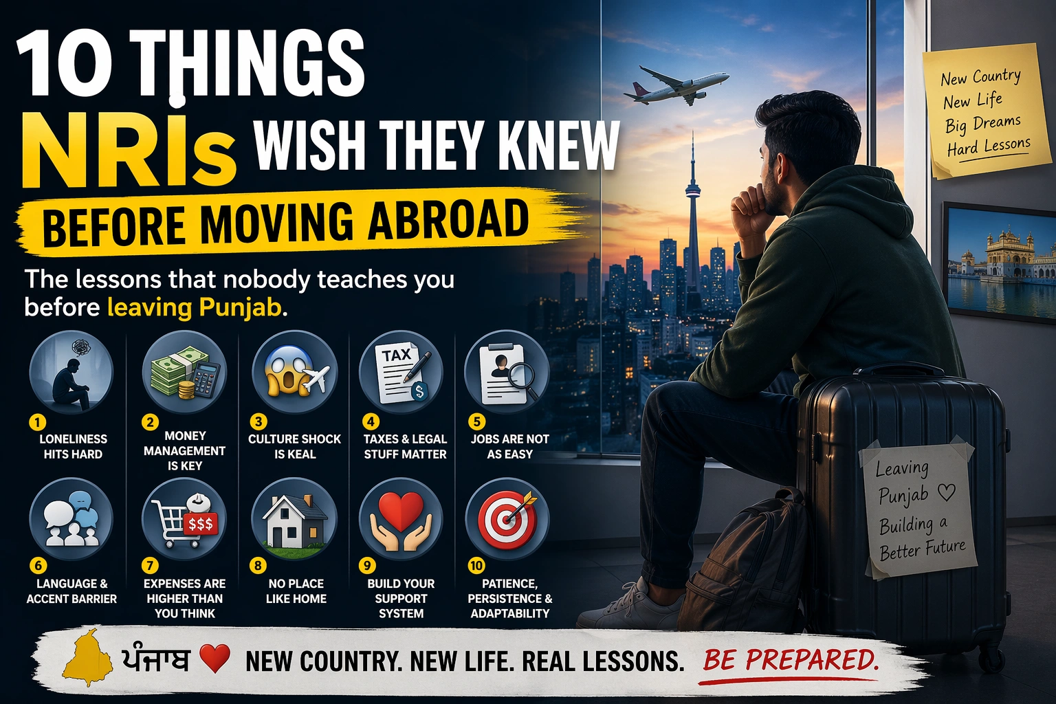 NRI moving abroad from Punjab — airport farewell