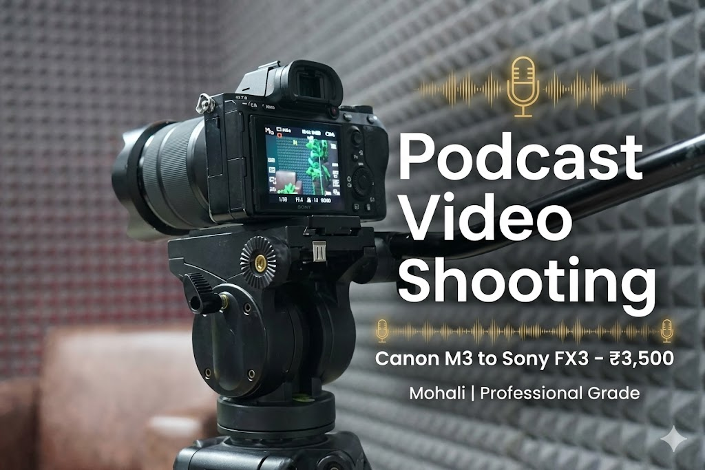 Sony FX3 camera setup for podcast shooting at Puadh Studio Mohali