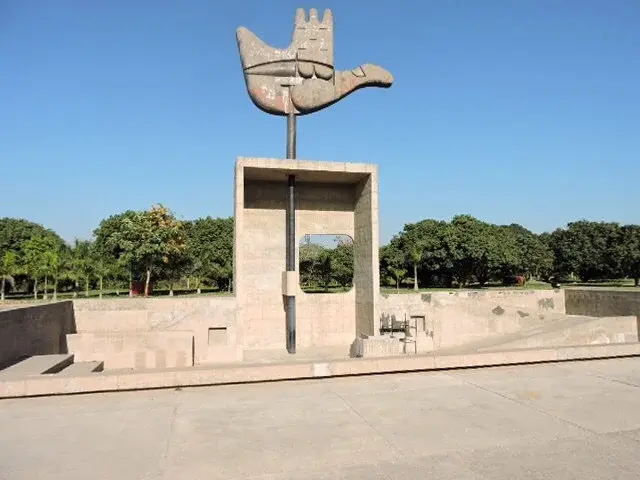 Open Hand Monument Chandigarh symbol of peace open to give receive