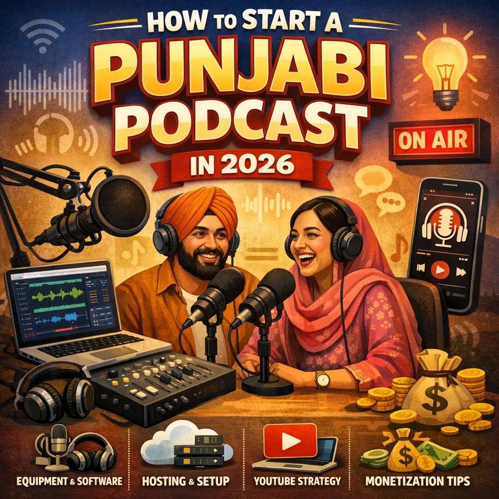 Puadh Podcast Studio setup in Phase 8B Mohali serving Kharar Zirakpur Landran Kurali
