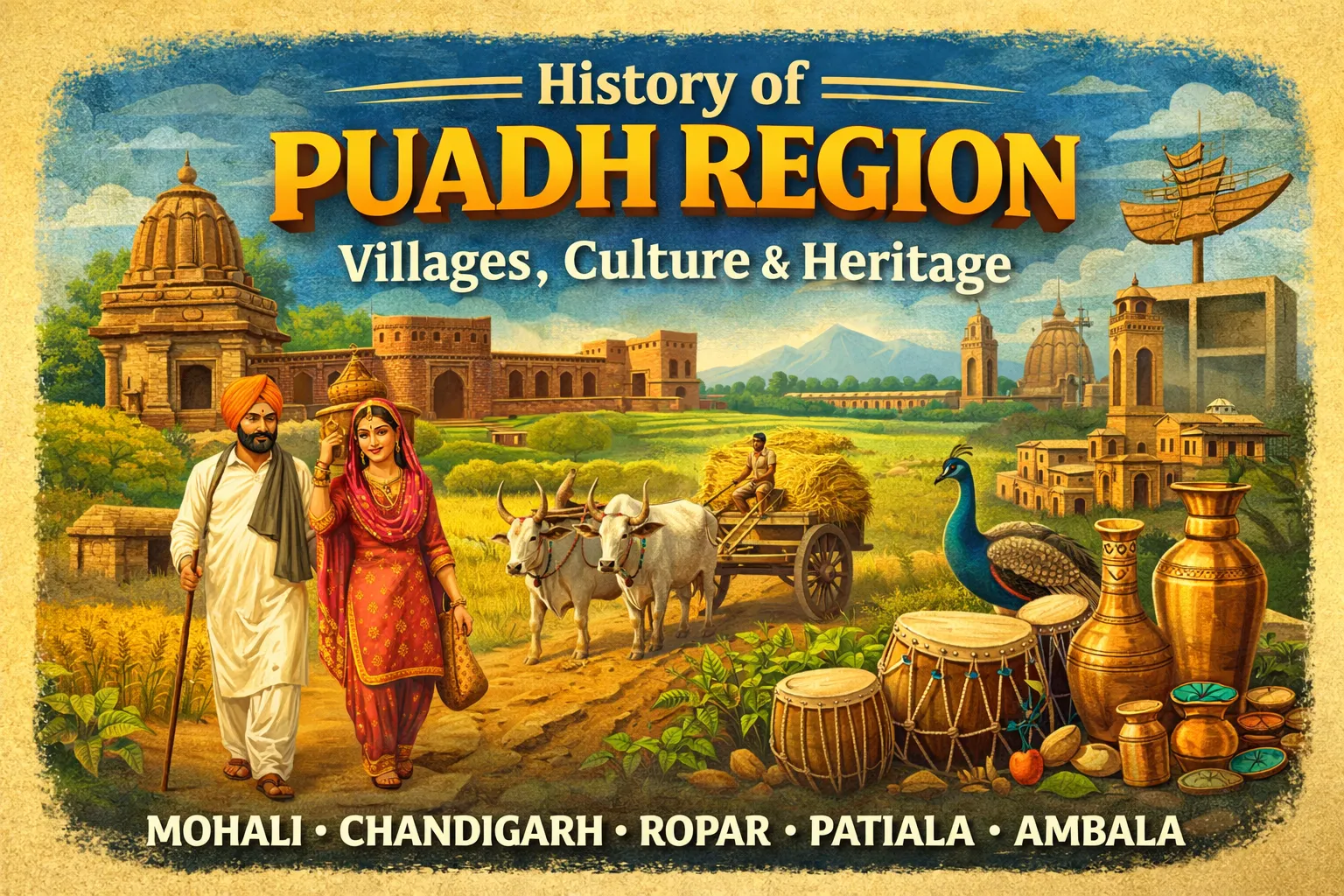 Village landscape in the Puadh region of Punjab
