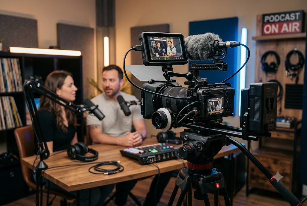 Sony FX3 camera setup for podcast shooting