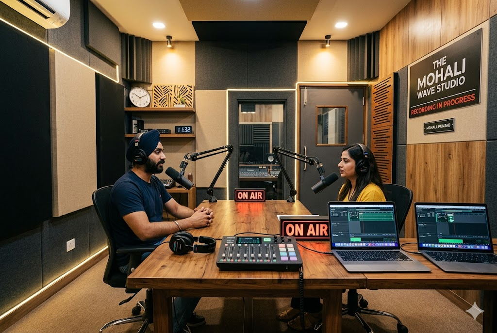 Soundproof podcast studio space in Mohali